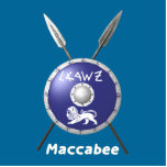 Maccabee Shield and Spears Fotobeeldje Magneet<br><div class="desc">Een afbeelding van het schild van Maccabee en twee speren. Het schild is voorzien van een leeuw en een tekst met de tekst "Yisrael" (Israël) in het alfabet Paleo-Hebreeuw. De Engelse tekst met de tekst "Maccabee" verschijnt ook. De Maccabees waren joodse rebellen die Judea bevrijdden van het juk van het...</div>