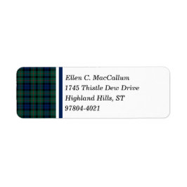 MacCallum Clan Donkerblauw en Groen Schots Tartan Etiket