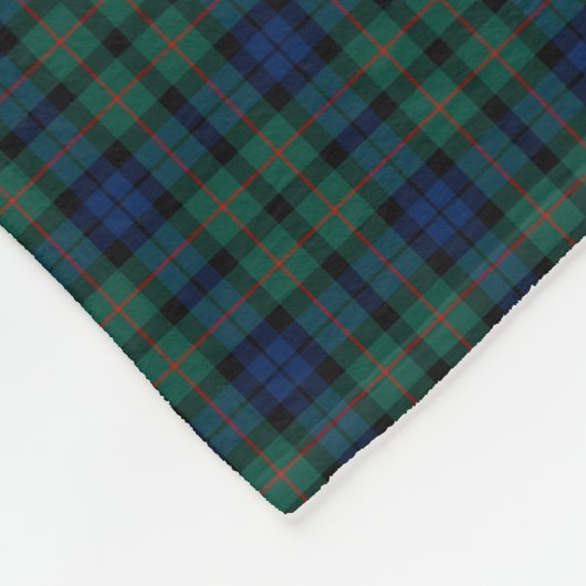 MacCallum Clan Royal Blauw en Groen Tartan Fleece Deken (Hoek)