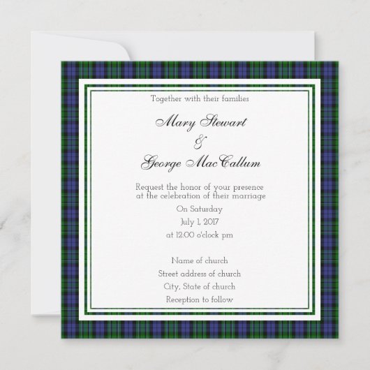 MacCallum Scottish Wedding Square Invitation Kaart (Voorkant)