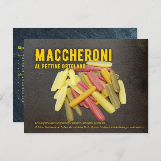 Maccheroni al pettine Italienisches Rezept  Briefkaart (Voorkant / Achterkant)