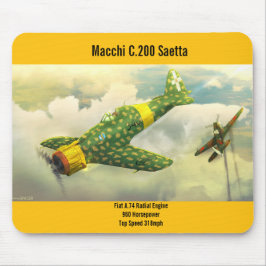 Macchi C.200 Saetta-vliegtuigmousepad Muismat