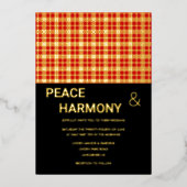 MacClan Tartan Red Black Gold Pattern Weddenschap Folie Uitnodiging (Voorkant)