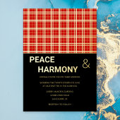 MacClan Tartan Red Black Gold Pattern Weddenschap Folie Uitnodiging