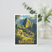 Maccu Pichu Cusco Peru Vintage Travel Illustratie Briefkaart (Staand voorkant)