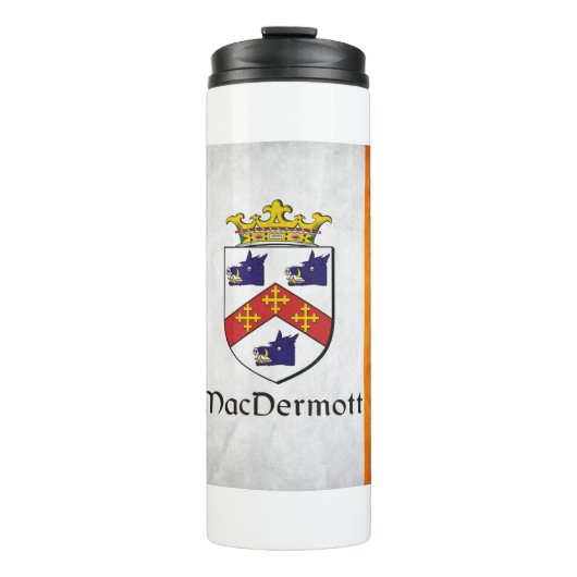 MacDermott Family Crest op Ierse vlag Thermosbeker (Voorkant)