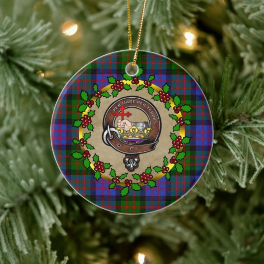 MacDonald Badge & Tartan Persoonlijke Kerstmis Keramisch Ornament (Boom)