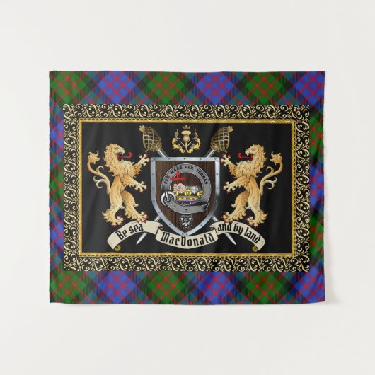 MacDonald Clan Badge & Motto w/Lions Wandkleed (Voorkant (horizontaal))