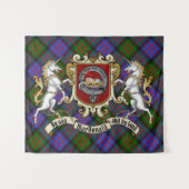MacDonald Clan Badge & Unicorns w/Tartan Wandkleed (Voorkant (horizontaal))