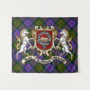 MacDonald Clan Badge & Unicorns w/Tartan Wandkleed