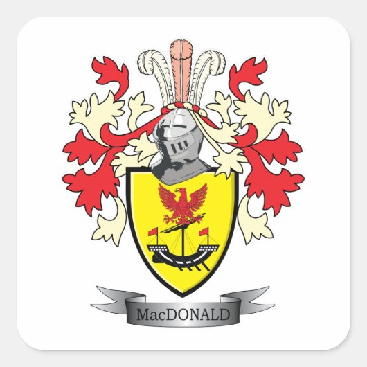 MacDonald Family Crest Coat of Arms Vierkante Sticker (Voorkant)