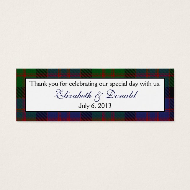 MacDonald McDonald Tartan Trouwplezier Labels Mini Visitekaartjes (Voorkant)