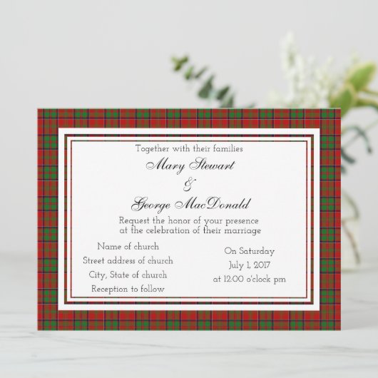 MacDonald of Glencoe Scottish Wedding Invitation Kaart (Staand voorkant)