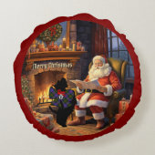 MacDonald Scottie Hond/Kerstman Persoonlijke Kerst Rond Kussen (Achterkant)