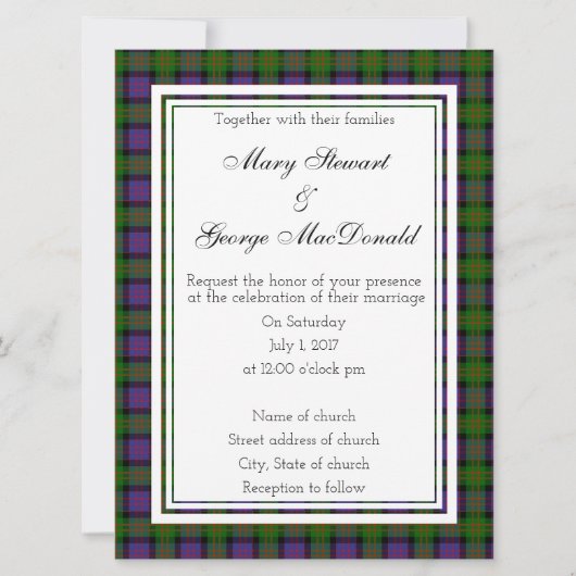 MacDonald Scottish Wedding Invitation Kaart (Voorkant)