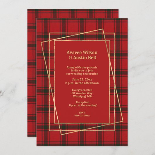 MacDonald Sleet Modern met Gold Lijst Invitation Kaart (Voorkant / Achterkant)