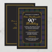 MacDonald Tartan 90ste verjaardag uitnodiging (Voorkant / Achterkant)