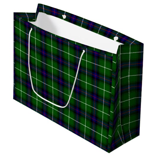 MacDonald tartan groene blauwe vleid Groot Cadeauzakje (Voorkant Gekanteld)