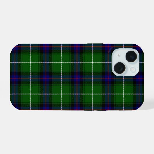 MacDonald tartan groene blauwe vleid iPhone 15 Case (Achterkant horizontaal)