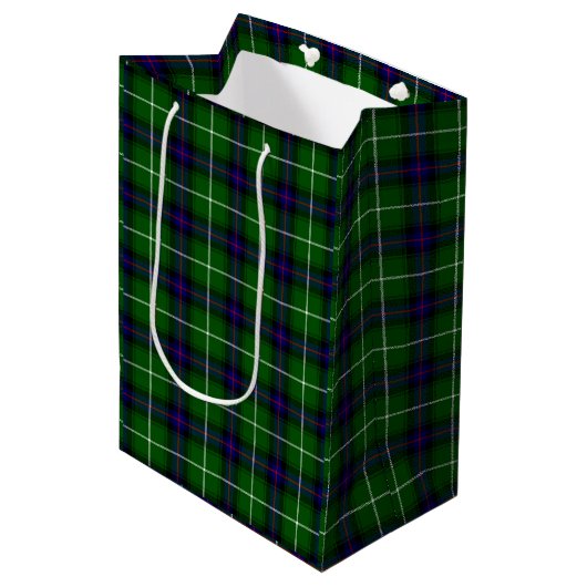 MacDonald tartan groene blauwe vleid Medium Cadeauzakje (Voorkant Gekanteld)