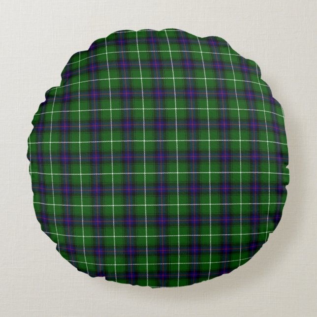 MacDonald tartan groene blauwe vleid Rond Kussen (Voorkant)