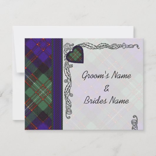 MacDonald van Glengarry Scottish Heart design RSVP Kaartje (Voorkant)