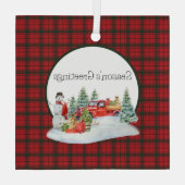 MacDonald van Isles Red Modern Scottish Tartan Glas Ornament (Achterkant)