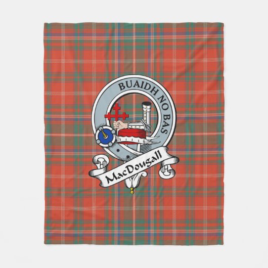 MacDougall Ancient Clan Badge Tartan Pset Fleece Deken (Voorkant)