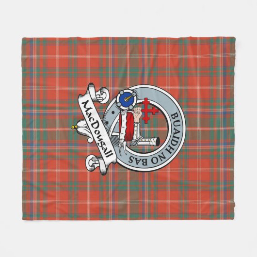 MacDougall Ancient Clan Badge Tartan Pset Fleece Deken (Voorkant (Horizontaal))