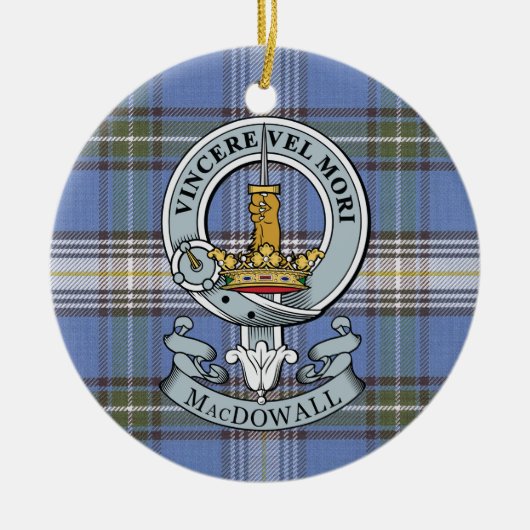 MacDowall Crest + Tartan Circle Ornament (Voorkant)