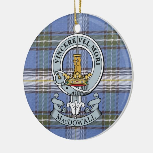 MacDowall Crest + Tartan Circle Ornament (Links)