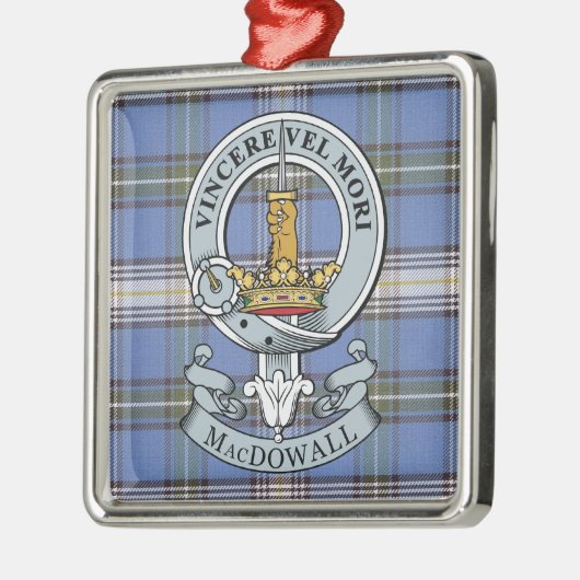 MacDowall Crest + Tartan Premium Ornament (Links)