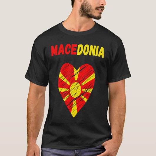 Macedonia Flag Holiday Macedonia Heart Macedonian  T-shirt (Voorkant)