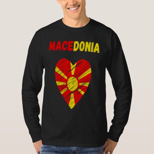 Macedonia Flag Holiday Macedonia Heart Macedonian  T-shirt (Voorkant)
