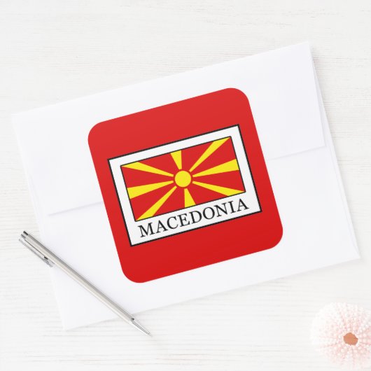 Macedonia Vierkante Sticker (Envelop)