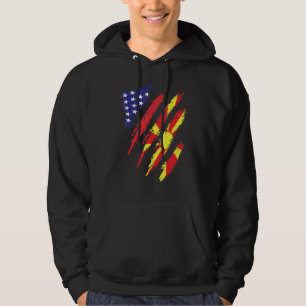Macedonië Amerikaans Geteelde Vlag USA Patriottisc Hoodie