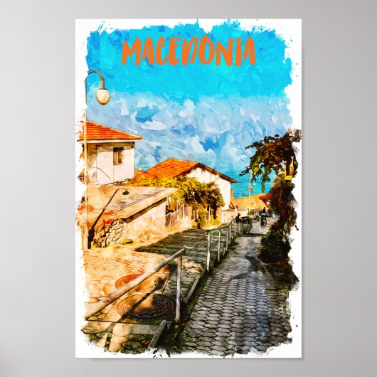 Macedonië Balkan Waterverf Reizen Poster (Voorkant)