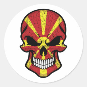 Macedonië glimlacht schedelvlag ronde sticker