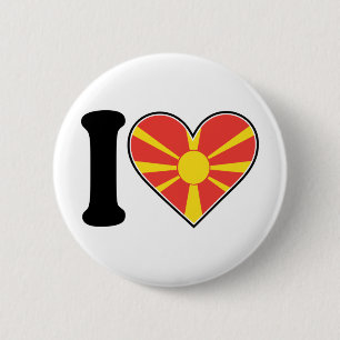 Macedonië - hartvlag ronde button 5,7 cm