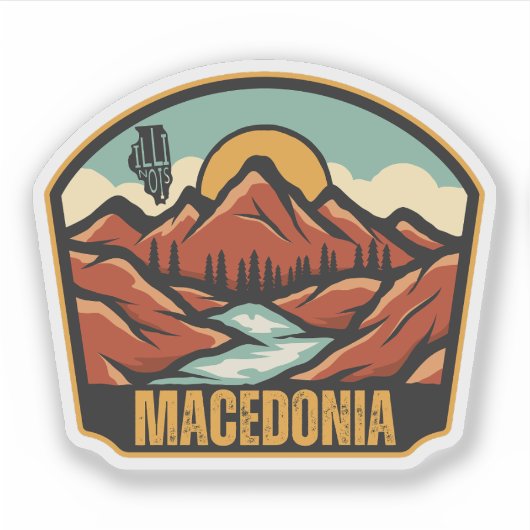 Macedonië, Illinois Sticker (Voorkant)
