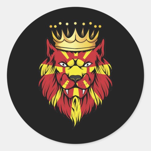 Macedonië Lion King Flag Ronde Sticker (Voorkant)