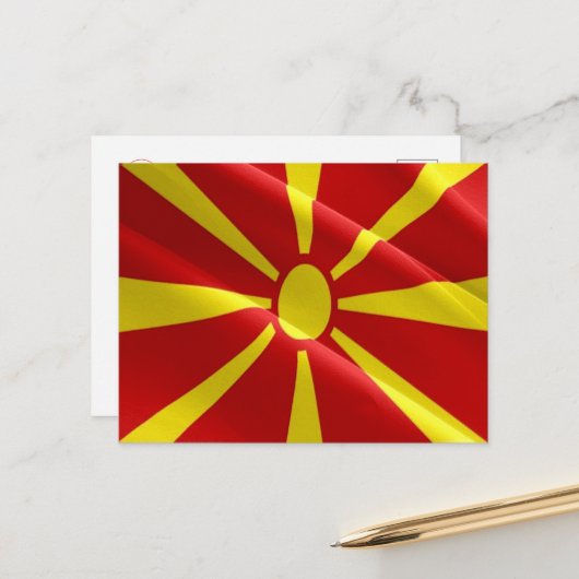 Macedonië - Macedonische golfvlag - Briefkaart (Voorkant / Achterkant in situ)