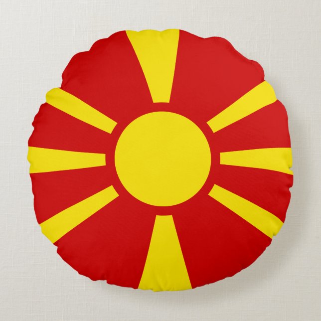 Macedonië (Macedonische vlag) Rond Kussen (Voorkant)