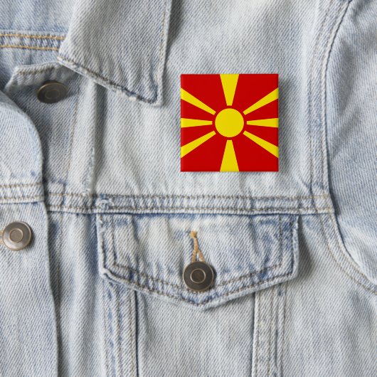 Macedonië (Macedonische vlag) Vierkante Button 5,1 Cm (In situ)