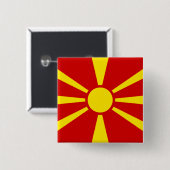 Macedonië (Macedonische vlag) Vierkante Button 5,1 Cm (Voorkant /achterkant)