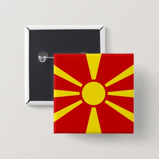 Macedonië (Macedonische vlag) Vierkante Button 5,1 Cm (Voorkant /achterkant)
