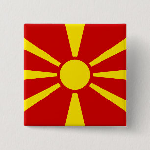 Macedonië (Macedonische vlag) Vierkante Button 5,1 Cm