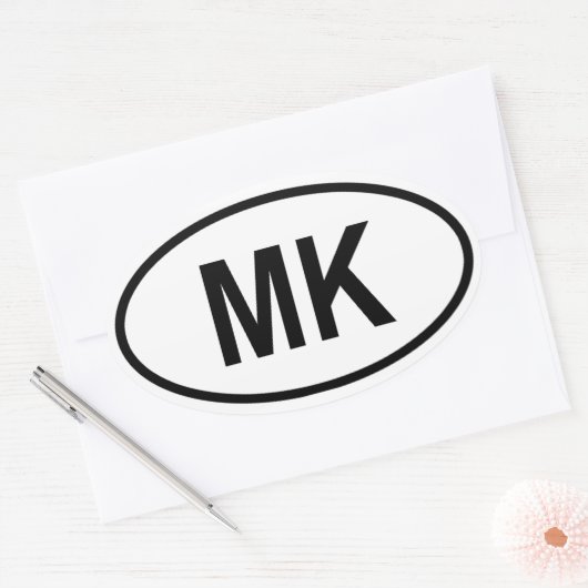 Macedonië "MK" Ovale Sticker (Envelop)
