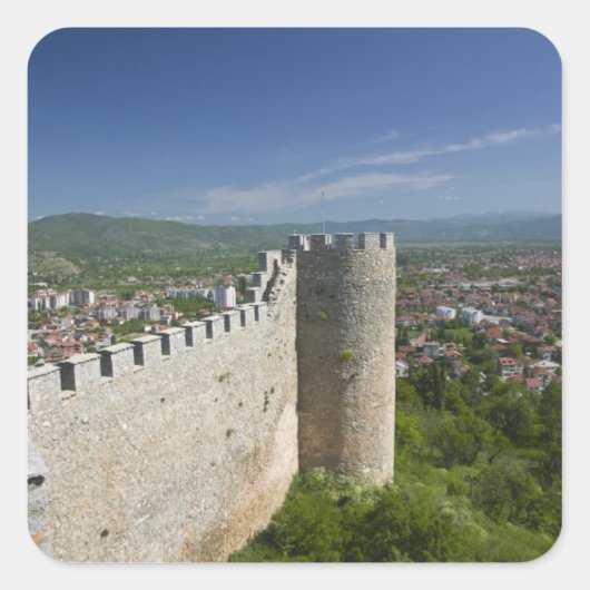 MACEDONIË, Ohrid. Kasteel van Car Samoil / Vierkante Sticker (Voorkant)