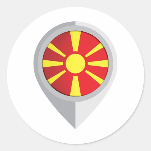 Macedonië Pin Locatie Vlag Ronde Sticker (Voorkant)